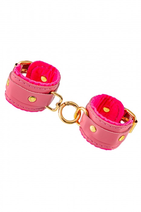 Розовые двуслойные кожаные оковы - Pecado - купить с доставкой в Туле