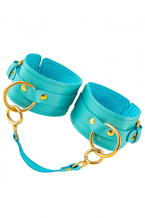 Голубые однослойные кожаные оковы - Pecado - купить с доставкой в Туле
