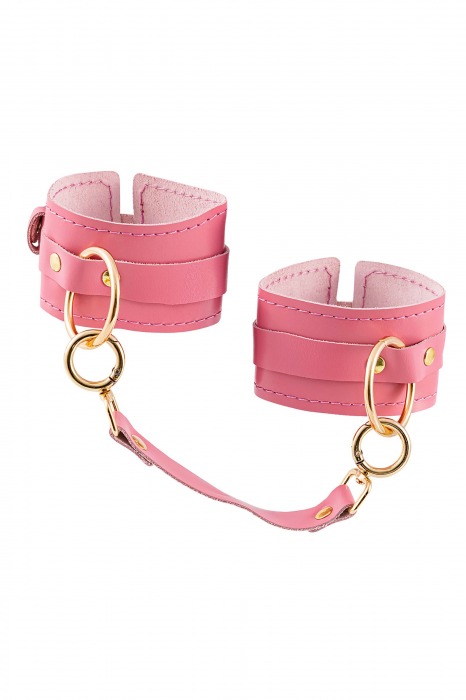 Розовые однослойные кожаные оковы - Pecado - купить с доставкой в Туле