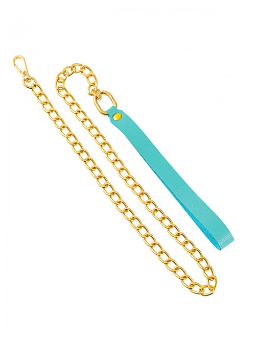 Голубой кожаный поводок с карабином для ошейника - 80 см. - Pecado - купить с доставкой в Туле