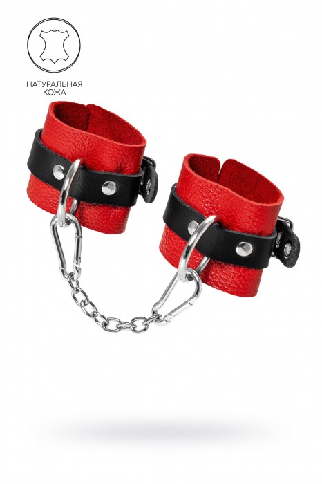 Красно-черные мягкие наручники с одним ремешком с люверсами - Pecado - купить с доставкой в Туле