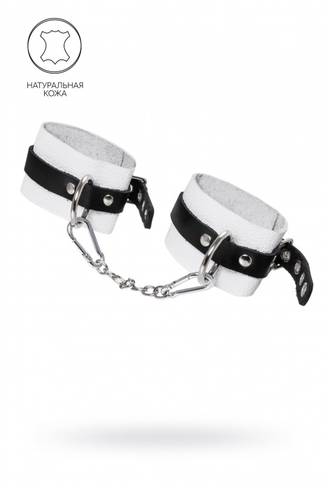 Бело-черные мягкие оковы с одним ремешком и люверсами - Pecado - купить с доставкой в Туле