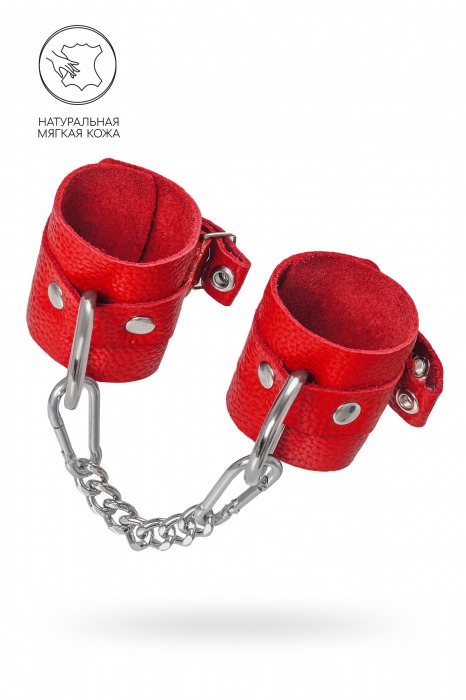Красные мягкие кожаные наручники с люверсами - Pecado - купить с доставкой в Туле