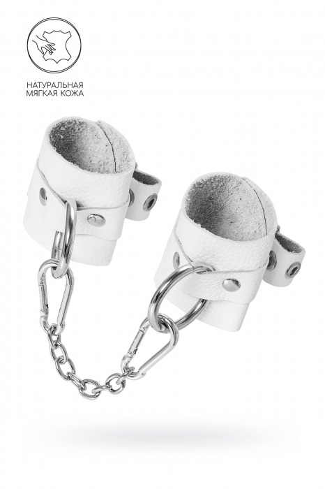 Белые мягкие кожаные наручники с люверсами - Pecado - купить с доставкой в Туле