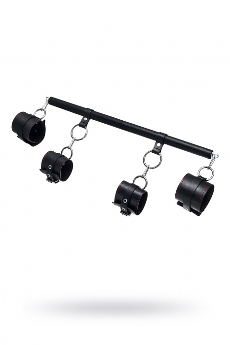 Черная распорка с 4 манжетами для рук и ног - Pecado - купить с доставкой в Туле