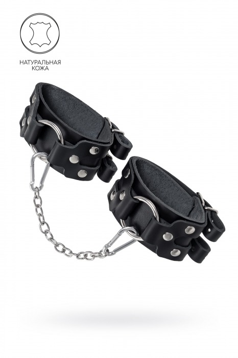 Черные кожаные оковы с двумя ремешками - Pecado - купить с доставкой в Туле