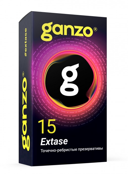 Презервативы анатомической формы с точечной и ребристой структурой Ganzo Extase - 15 шт. - Ganzo - купить с доставкой в Туле