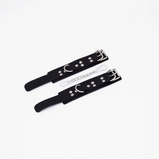 Черные кожаные наручники с регулируемыми ремешками - Crazy Handmade - купить с доставкой в Туле