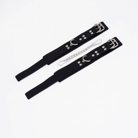 Черные кожаные оковы с регулируемыми ремешками - Crazy Handmade - купить с доставкой в Туле