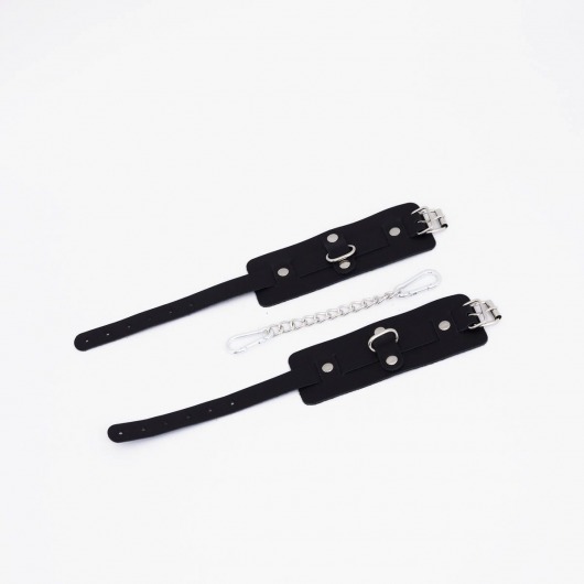 Черные кожаные оковы с хромированной фурнитурой - Crazy Handmade - купить с доставкой в Туле