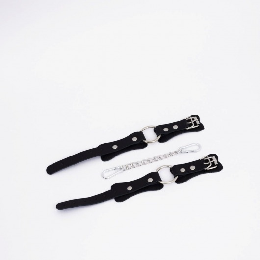 Черные кожаные оковы с кольцом - Crazy Handmade - купить с доставкой в Туле