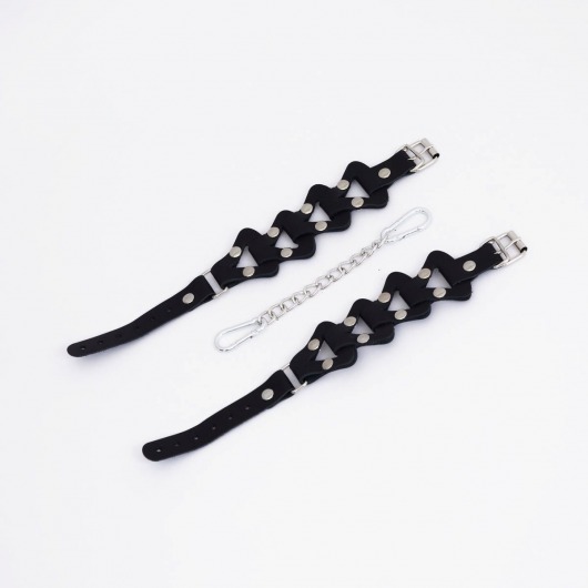 Черные кожаные оковы из звеньев - Crazy Handmade - купить с доставкой в Туле