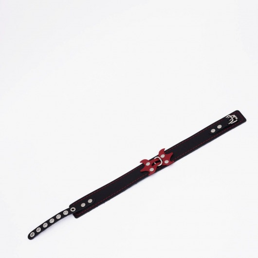 Черный ошейник с красным декором и строчкой - Crazy Handmade - купить с доставкой в Туле