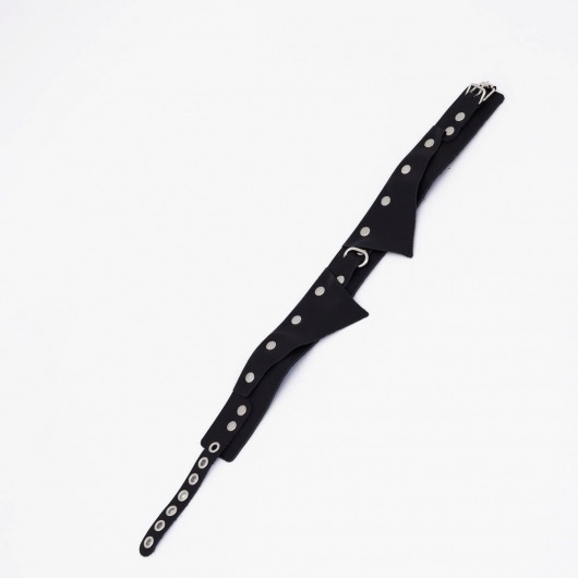 Черный однослойный кожаный ошейник с имитацией воротничка - Crazy Handmade - купить с доставкой в Туле