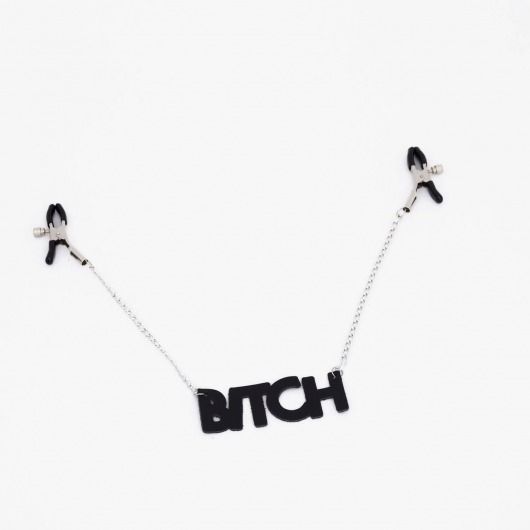 Зажимы на соски с кожаной подвеской Bitch - Crazy Handmade - купить с доставкой в Туле