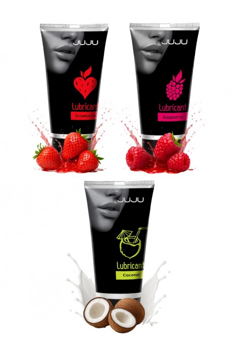 Набор из 3 съедобных лубрикантов JUJU (клубника, малина, кокос) - JuJu - купить с доставкой в Туле
