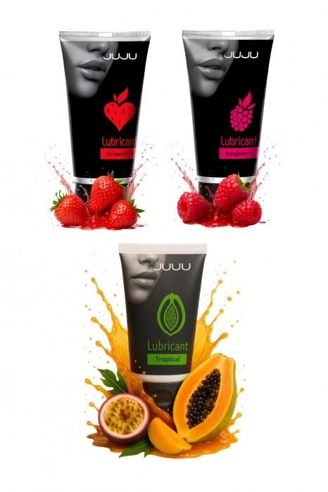 Набор из 3 съедобных лубрикантов JUJU (клубника, малина, тропические фрукты) - JuJu - купить с доставкой в Туле