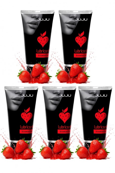 Набор из 5 съедобных лубрикантов JUJU со вкусом клубники - JuJu - купить с доставкой в Туле