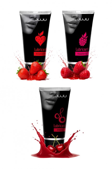 Набор из 3 съедобных лубрикантов JUJU (клубника, малина, вишня) - JuJu - купить с доставкой в Туле