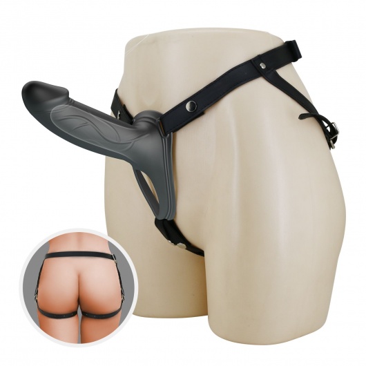 Черный полый мужской страпон London - 16,8 см. - Baile - купить с доставкой в Туле