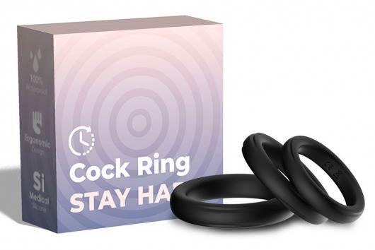 Набор из 3 черных эрекционных колец Stay Hard - Boys of Toys - в Туле купить с доставкой