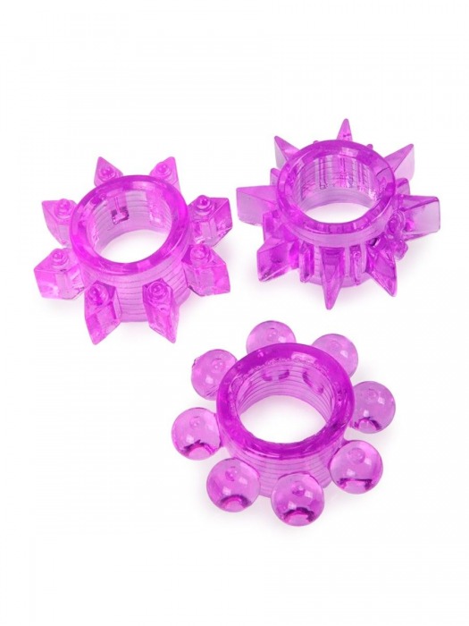 Набор из 3 лиловых эрекционных колец различной формы - Erowoman-Eroman - в Туле купить с доставкой