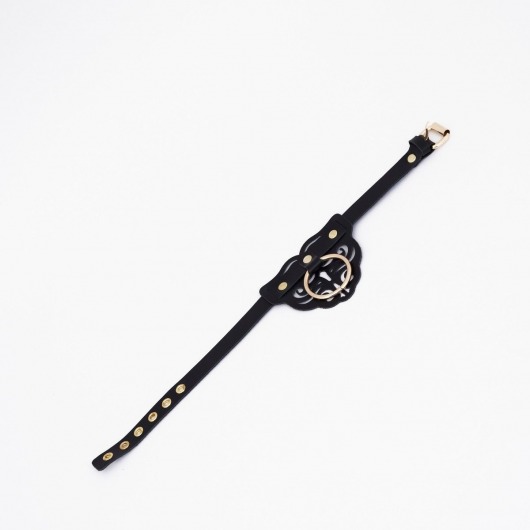 Черный чокер с клепками и золотистой фурнитурой - Crazy Handmade - купить с доставкой в Туле