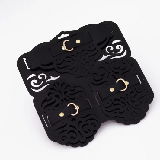 Фигурный набор для БДСМ-игр с узорами и золотистой фурнитурой - Crazy Handmade - купить с доставкой в Туле