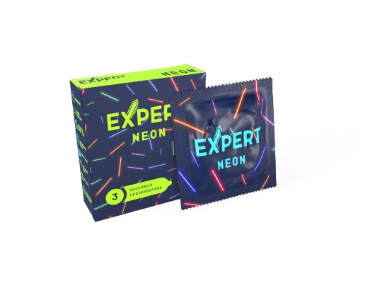 Светящиеся в темноте презервативы Expert Neon - 3 шт. - Expert - купить с доставкой в Туле