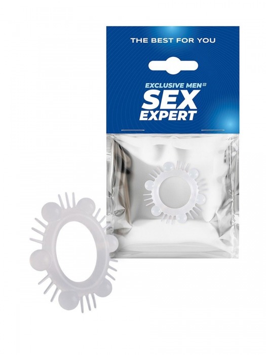 Эластичное эрекционное кольцо с шипиками и шариками - Sex Expert - в Туле купить с доставкой