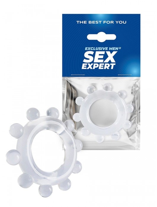 Прозрачное эрекционное кольцо со стимулирующими шариками - Sex Expert - в Туле купить с доставкой