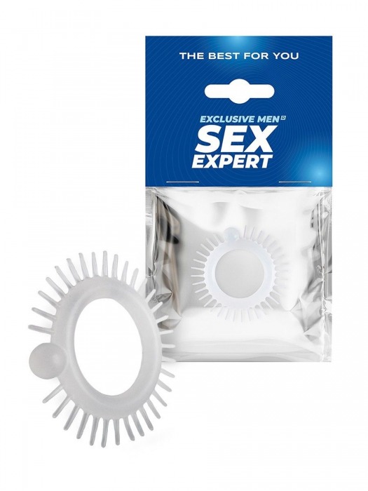 Эластичное эрекционное кольцо с шипиками и шариком - Sex Expert - в Туле купить с доставкой