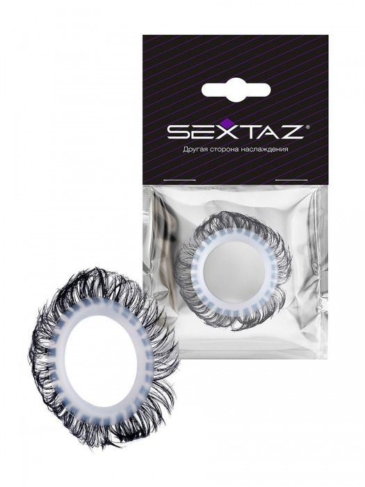 Эластичное эрекционное колечко с черными «ресничками» - Sextaz - в Туле купить с доставкой