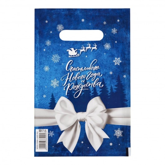 Сине-белый подарочный новогодний пакет с вырубной ручкой (20х30 см) - Сима-Ленд - купить с доставкой в Туле