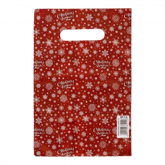 Красный подарочный новогодний пакет с вырубной ручкой (20х30 см) - Сима-Ленд - купить с доставкой в Туле