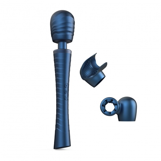 Синий вибромассажёр с насадками Man.wand Edgy - Manwan - в Туле купить с доставкой