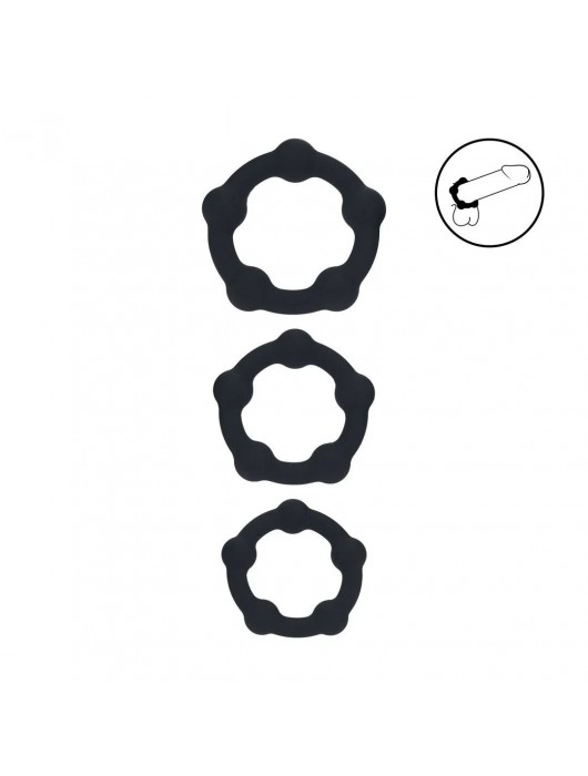 Набор из 3 эрекционных колец Beaded Silicone Cockring Set - Shots Media BV - в Туле купить с доставкой