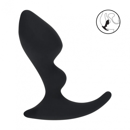 Черная анальная пробка для массажа простаты Double Ripple Silicone Prostate Massager - Shots Media BV - в Туле купить с доставкой