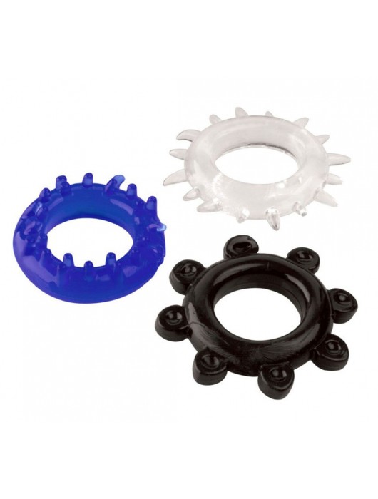 Набор из 3 эрекционных колец разного цвета и рельефа - Boys of Toys - в Туле купить с доставкой