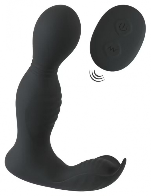 Черная анальная пробка с вибрацией, вращением и пультом ДУ RC Butt Plug with 2 Functions - Orion - в Туле купить с доставкой