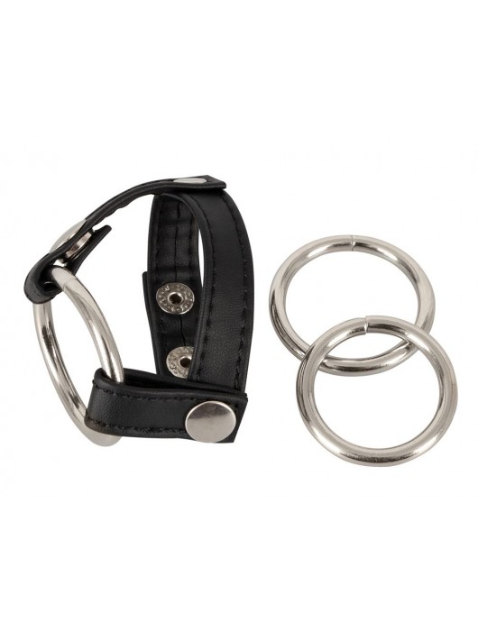 Подхват для мошонки с 3 съемными эрекционными кольцами Leder-Riemen - Orion - в Туле купить с доставкой