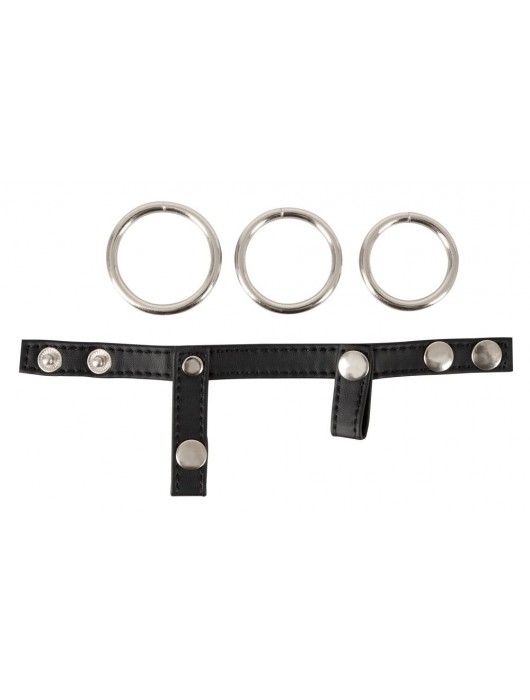 Подхват для мошонки с 3 съемными эрекционными кольцами Leder-Riemen - Orion - в Туле купить с доставкой