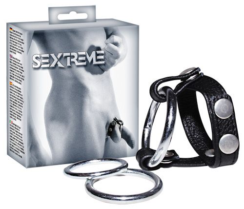 Подхват для мошонки с 3 съемными эрекционными кольцами Leder-Riemen - Orion - в Туле купить с доставкой