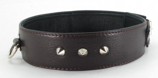 Коричневый кожаный ошейник с кольцом увеличенного размера - БДСМ Арсенал - купить с доставкой в Туле