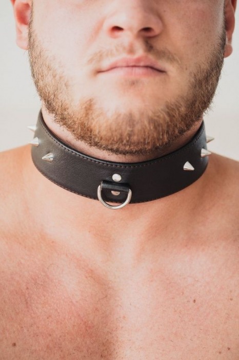 Коричневый кожаный ошейник с кольцом увеличенного размера - БДСМ Арсенал - купить с доставкой в Туле