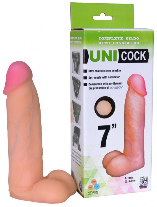 Фаллическая насадка Харнесс UNICOCK 7  - 19 см. - LOVETOY (А-Полимер) - купить с доставкой в Туле