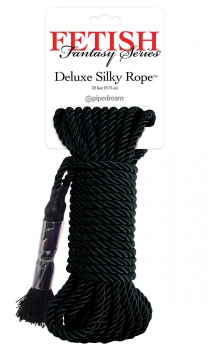 Черная веревка для фиксации Deluxe Silky Rope - 9,75 м. - Pipedream - купить с доставкой в Туле