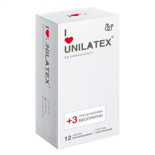 Ультратонкие презервативы Unilatex Ultra Thin - 12 шт. + 3 шт. в подарок - Unilatex - купить с доставкой в Туле