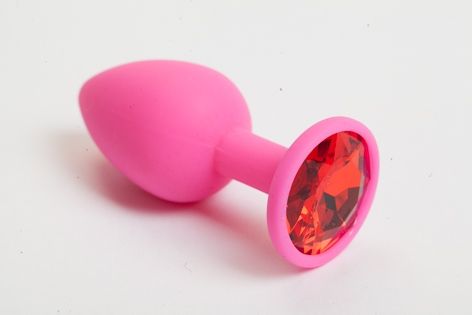 Розовая анальная пробка с красным кристаллом - 9,5 см. - 4sexdreaM - купить с доставкой в Туле