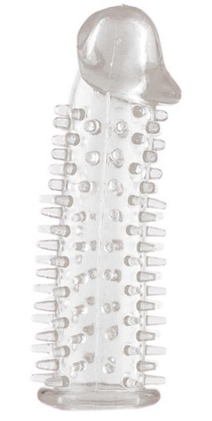 Прозрачная насадка на половой член с закрытой головкой и шипами - 12,5 см. - Toyfa Basic - в Туле купить с доставкой